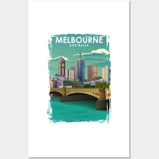 Melbourne Vintage Minimal Australia Travel Poster Posters and Art